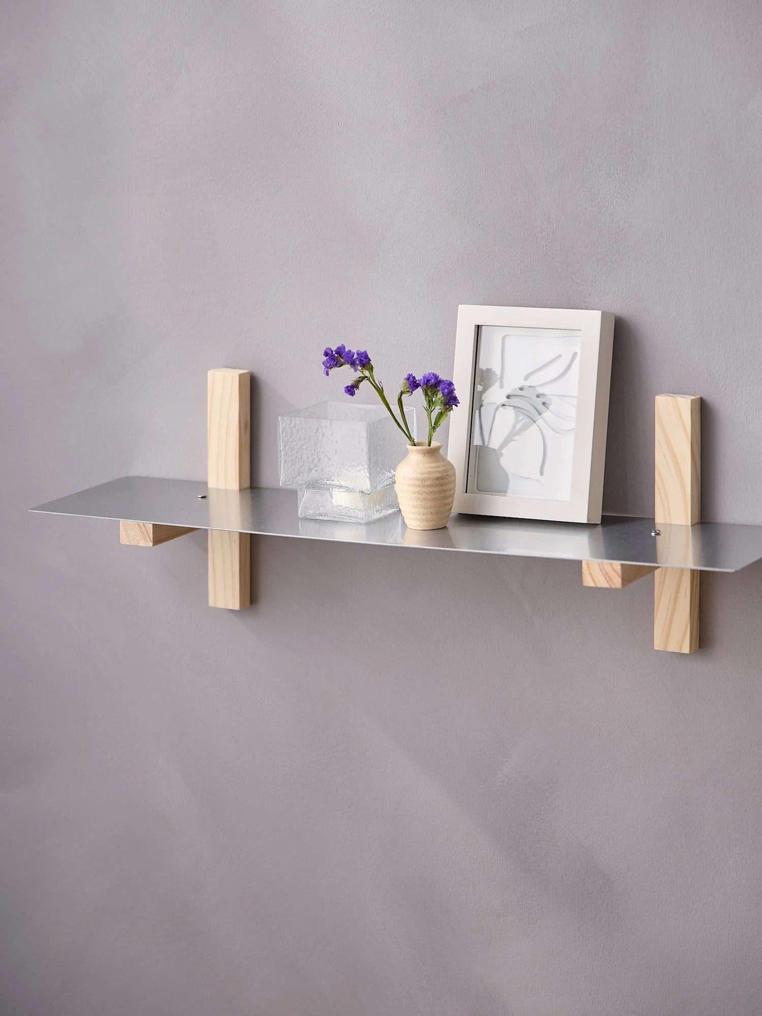 Pine and steel wall shelf - Image 3