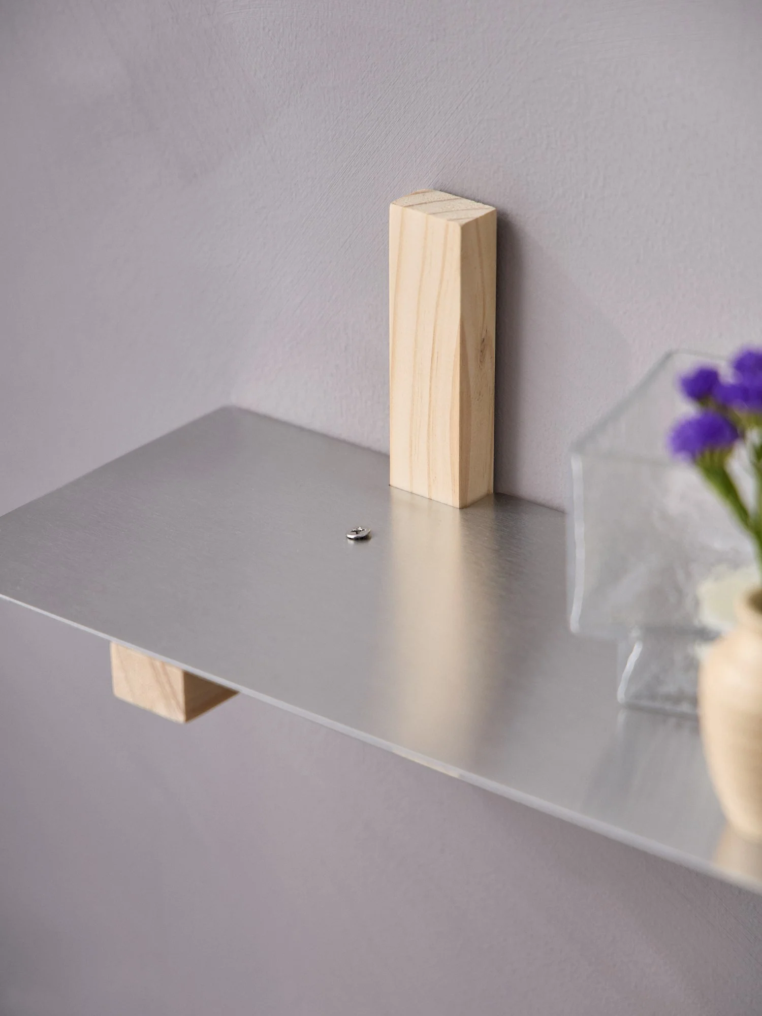 Pine and steel wall shelf - Image 5